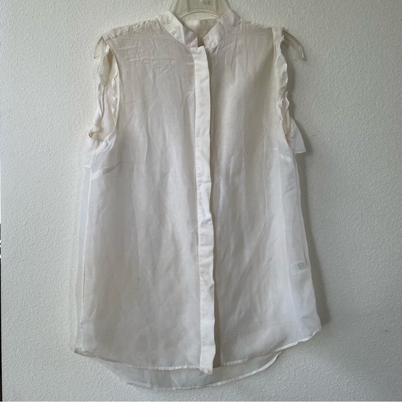 Public School NYC white sleeveless button down sheer blouse silk cotton blend - Picture 1 of 12
